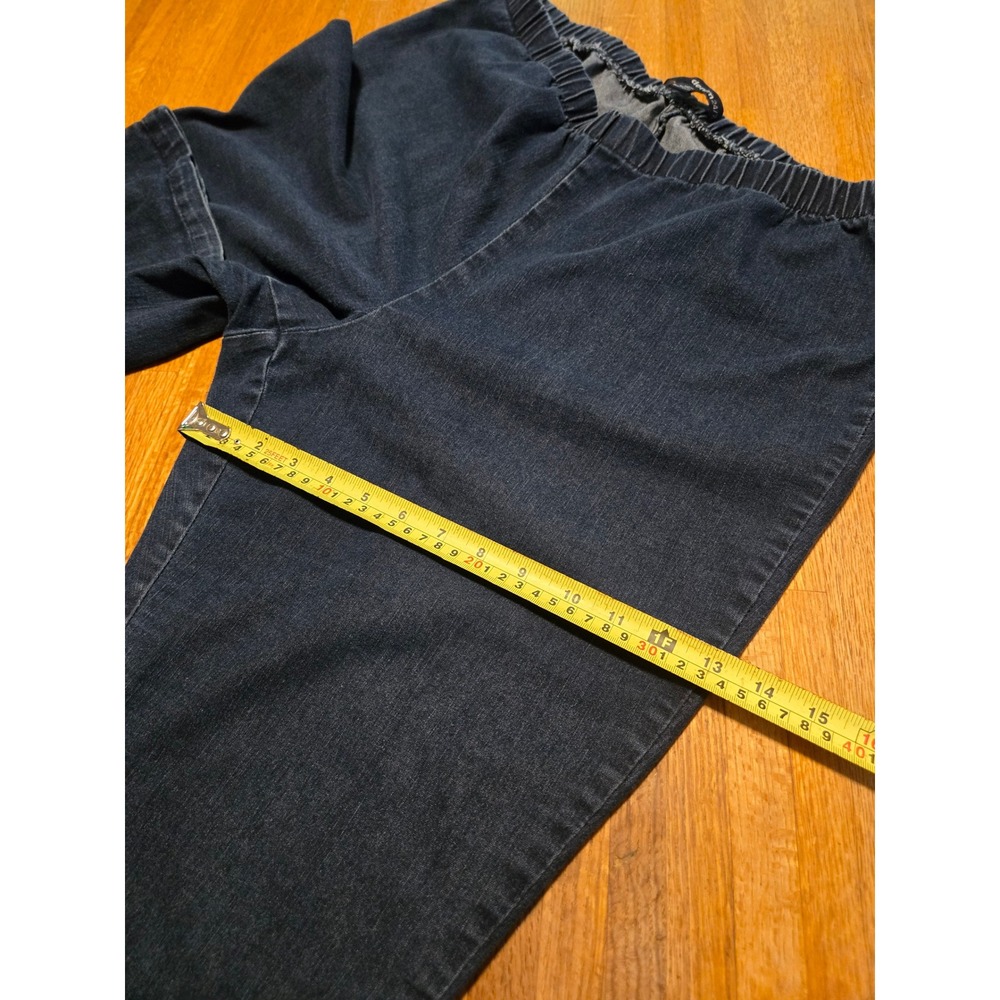 Denim 24/7 Women 22W Tall Blue Dark Wash Elastic Waist Wide Leg Pull On Jeans - Picture 7 of 10